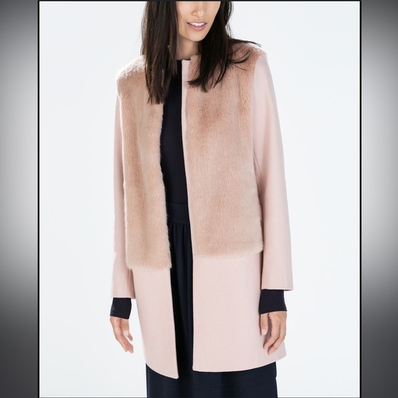Zara Jackets & Blazers - Zara Faux Fur Peacoat XS Light Pink